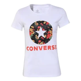 T-shirt à manches courtes blanc imprimé fleurs