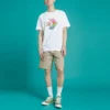 T-shirt à manches courtes Converse pour homme, couleurs contrastées, imprimé sportif, blanc