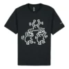 T-shirt à manches courtes et col rond Converse x Keith Haring Crossover Cartoon Pattern pour homme, noir