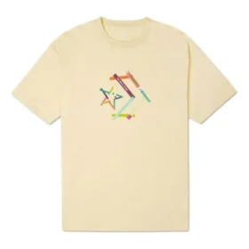 T-shirt à manches courtes et col rond, imprimé sportif, jaune clair