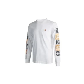 T-shirt à manches longues avec logo appliqué pour homme, blanc
