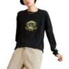 T-shirt à manches longues avec motif cactus, tailles asiatiques « Noir »