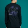 T-shirt à manches longues Distorted Court – Tailles asiatiques « Noir »