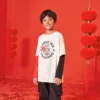 T-shirt à manches longues imprimé « Logo Rabbit Year » – Tailles asiatiques « Blanc Noir Rouge »