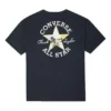 T-shirt noir ample à col rond et manches courtes avec imprimé alphabétique brodé