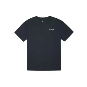 T-shirt noir ample à col rond et manches courtes avec imprimé alphabétique brodé