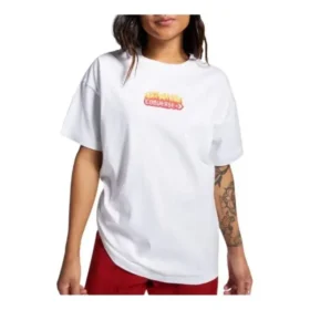 T-shirt oversize avec logo flamboyant, tailles asiatiques « Blanc Rouge »