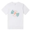 T-shirt à patch déformé, tailles asiatiques « Blanc Orange Bleu sarcelle »