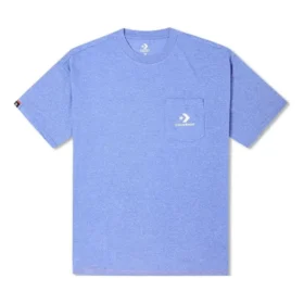 T-shirt à poche brodée Tailles asiatiques « Washed Indigo »