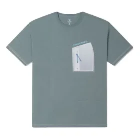 T-shirt à poche zippée, tailles asiatiques « Vert cendré »