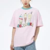 T-shirt rose à manches courtes avec imprimé glaces