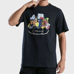 T-shirt rétro, tailles asiatiques « Noir »