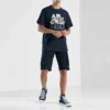 T-shirt rétro, tailles asiatiques « Noir »