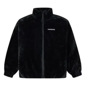 Veste ample à col montant, chaude et avec logo, style couple, noir