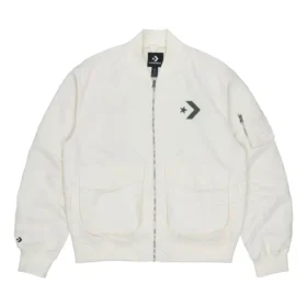 Veste aviateur rétro ample Logo SS22 Style couple Blanc