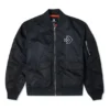 Veste aviateur rétro unisexe ample avec logo SS22, noir