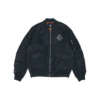 Veste aviateur rétro unisexe ample avec logo SS22, noir