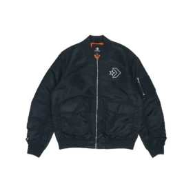 Veste aviateur rétro unisexe ample avec logo SS22, noir