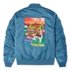 Veste bomber CNY Tiger, tailles asiatiques « Bleu multicolore »