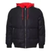Veste bomber Court Down, tailles asiatiques « Noir Rouge »