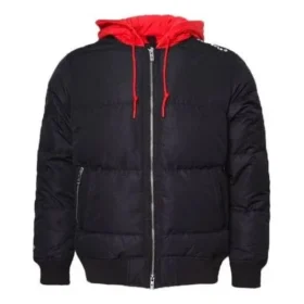 Veste bomber Court Down, tailles asiatiques « Noir Rouge »