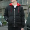 Veste bomber Court Down, tailles asiatiques « Noir Rouge »