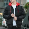 Veste bomber Court Down, tailles asiatiques « Noir Rouge »