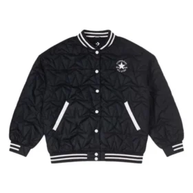 Veste bomber de baseball rembourrée RPC, tailles asiatiques « Black White »