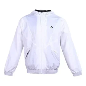 Veste à capuche, cordon de serrage et poche zippée, blanche