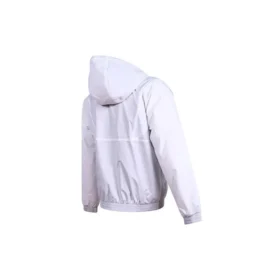 Veste à capuche, cordon de serrage et poche zippée, blanche
