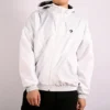 Veste à capuche, cordon de serrage et poche zippée, blanche