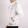 Veste à capuche, cordon de serrage et poche zippée, blanche