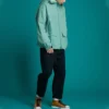 Veste à capuche décontractée Converse pour homme avec poche, bleu délavé