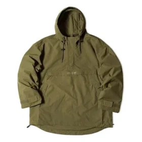 Veste à capuche demi-fermeture éclair Converse x Kim Jones pour homme, style sportif décontracté, vert militaire