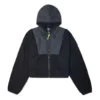 Veste à capuche en laine d&rsquo;agneau avec fermeture éclair intégrale, noire
