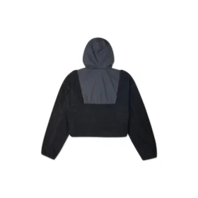 Veste à capuche en laine d&rsquo;agneau avec fermeture éclair intégrale, noire