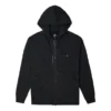 Veste à capuche à manches longues unie avec fermeture éclair, style couple, noir