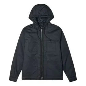 Veste à capuche rembourrée à manches longues Converse Casual Sports Cargo pour homme, noire