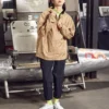 Veste à capuche rétro décontractée pour couple, coupe asiatique, couleur « Kaki »