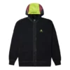 Veste à capuche zippée avec surpiqûres contrastées, style couple, noir