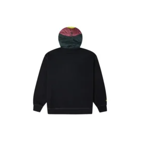Veste à capuche zippée avec surpiqûres contrastées, style couple, noir