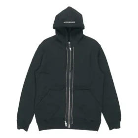 Veste à capuche zippée pour homme, noire