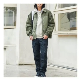 Veste cargo en toile à poches colorées, style couple, vert gazon