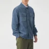 Veste chemise à enfiler, tailles asiatiques « Lakeside Blue »