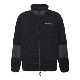 Veste à col montant Converse Splicing Stay Warm pour homme, noire