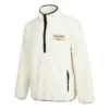 Veste à col montant en laine d&rsquo;agneau avec demi-fermeture éclair et logo Converse pour homme, blanc crème