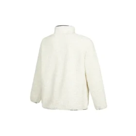Veste à col montant en laine d&rsquo;agneau avec demi-fermeture éclair et logo Converse pour homme, blanc crème