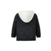 Veste courte en coton à capuche amovible et blocs de couleur – Tailles asiatiques « Noir Blanc »