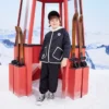 Veste courte en coton à capuche amovible et blocs de couleur – Tailles asiatiques « Noir Blanc »