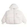 Veste courte matelassée à capuche en duvet – Tailles asiatiques « Blanc »